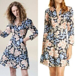 Rebecca Taylor Blush Rose Silk Long Sleeve Mini Dress Size 2